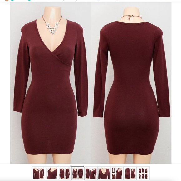 American Apparel Spandex Wrap Cross V Neck Bodycon Mini Dress - Picture 1 of 3